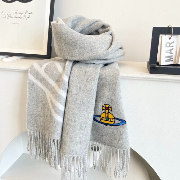 Punk Saturn Logo Luxury Wool Cashmere Scarf